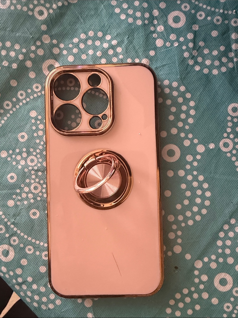 Blush Pink iPhone 14 Pro Case with Rose Gold Ring & Camera Guard